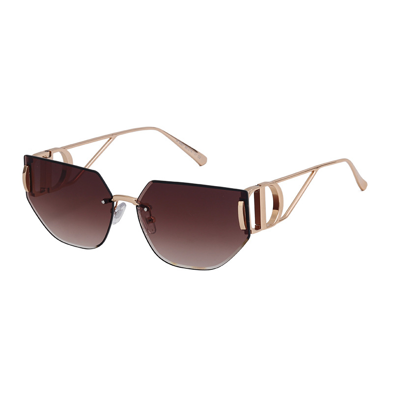 Glasses, sunglasses, European and American metal hollow out mirror legs, frameless sunglasses, women's high-end sense, big brand cross-border sunglasses Glasses, sunglasses, European and American metal hollow out mirror legs, frameless sunglasses, women's high-end sense, big brand cross-border sunglasses