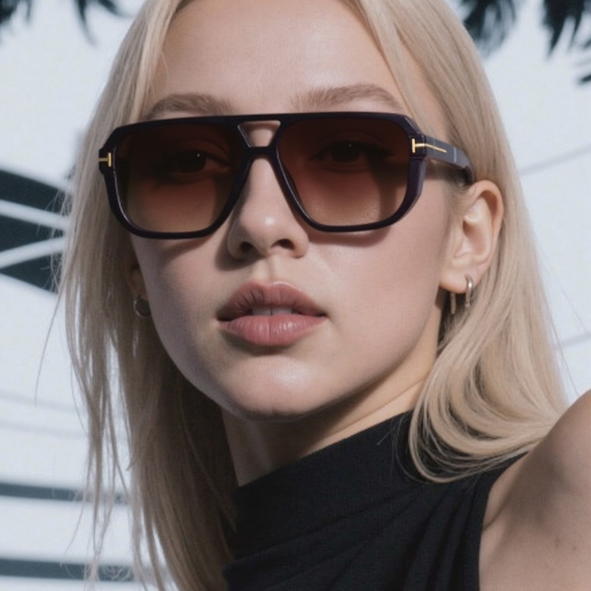 Box shaped double beam sunglasses, big brand 2025 unisex high-end sunglasses, driving specific sunscreen glasses, cross-border