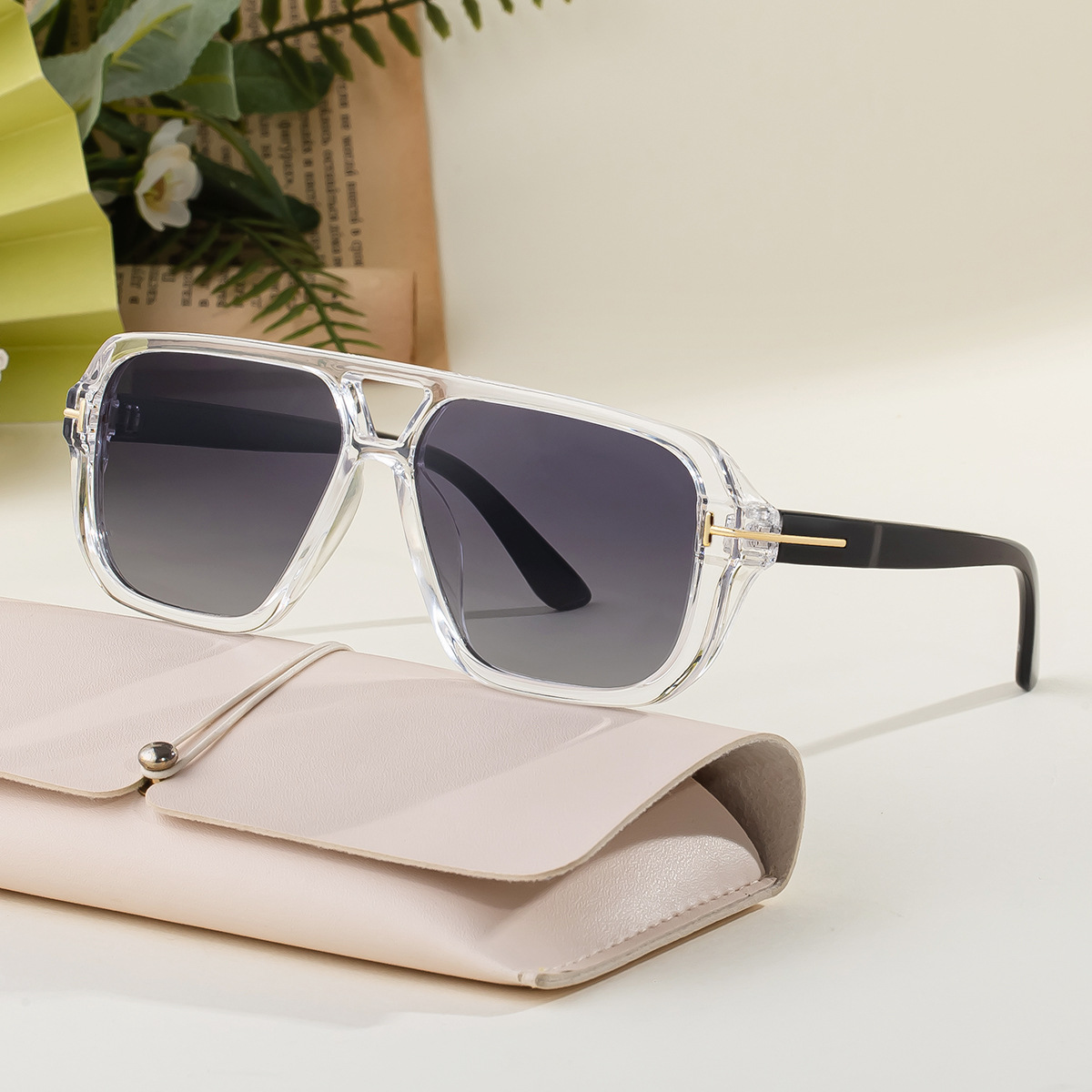 Box shaped double beam sunglasses, big brand 2025 unisex high-end sunglasses, driving specific sunscreen glasses, cross-border Box shaped double beam sunglasses, big brand 2025 unisex high-end sunglasses, driving specific sunscreen glasses, cross-border