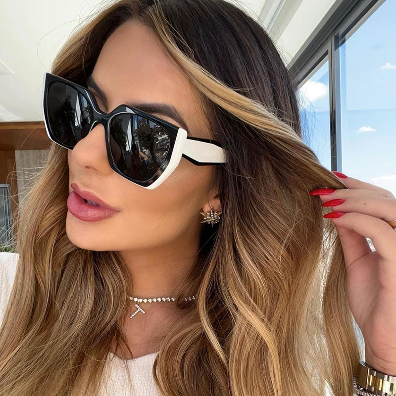 New Fashionable Cat Eye Wide Mirror Leg Sunglasses for Women's Luxury Ins Foreign Trade Wholesale Full Frame Sunglasses UV Protection