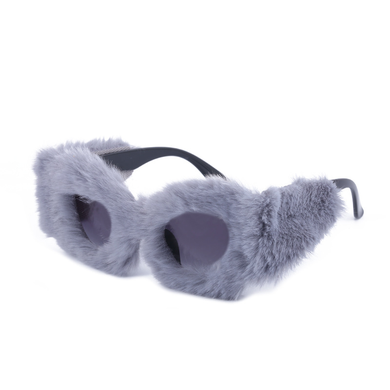 Ruffian children same style plush winter sunglasses for women fashion cat eye sunglasses for women Europe and America cross-border Tiktok sunglasses Ruffian children same style plush winter sunglasses for women fashion cat eye sunglasses for women Europe and America cross-border Tiktok sunglasses
