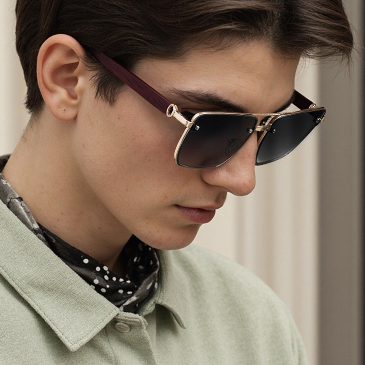 European and American box cut edge sunglasses men's imitation wood grain sunglasses leg sunglasses men's fashion cross-border wholesale sunglasses