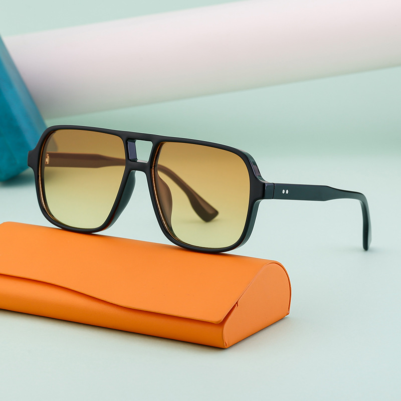 European and American retro double beam sunglasses men's large frame driving sunglasses men's outdoor hiking sunscreen glasses shapes