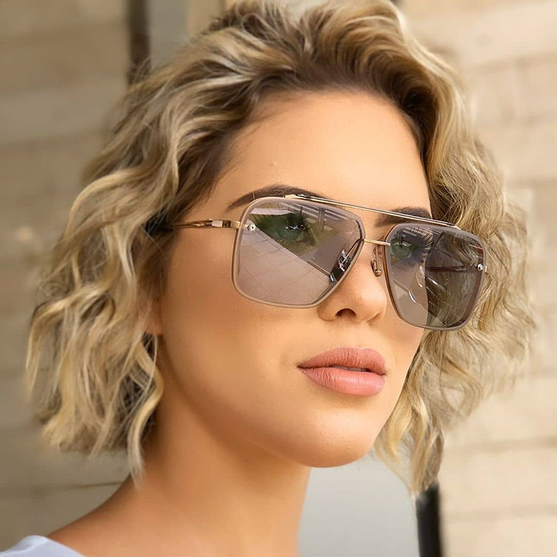 Box sunglasses men's fashion metal frameless cut edge sunglasses women's trendy plain glasses MACH SIX1261 Box sunglasses men's fashion metal frameless cut edge sunglasses women's trendy plain glasses MACH SIX1261