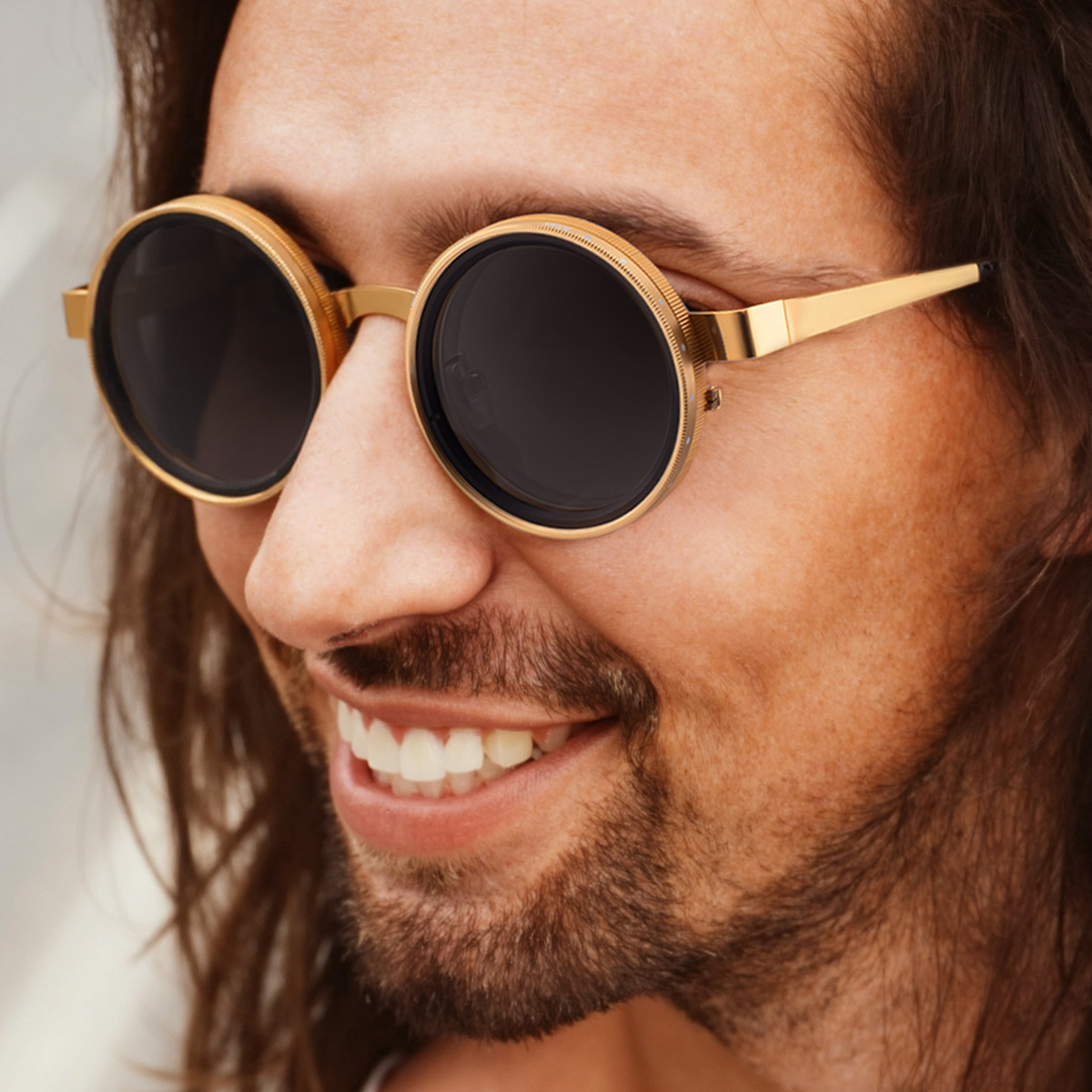 ND 9-speed manually adjustable zoom glasses, anti strong light round frame sunscreen sunglasses, high-end polarized sunglasses for men