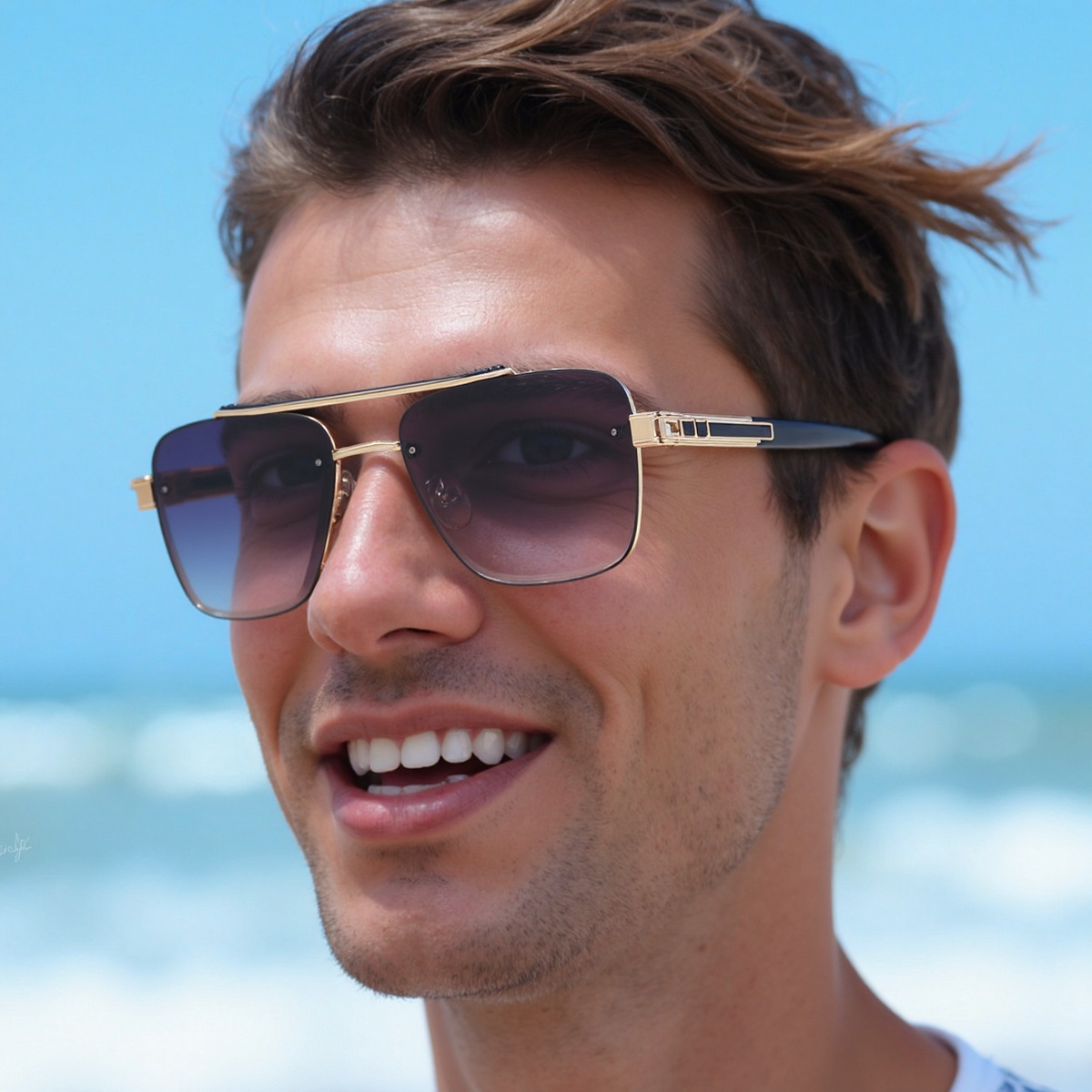 2025 new European and American cut edge frameless sunglasses for men, high-end sunglasses for men, trendy sunglasses for men, sunglasses