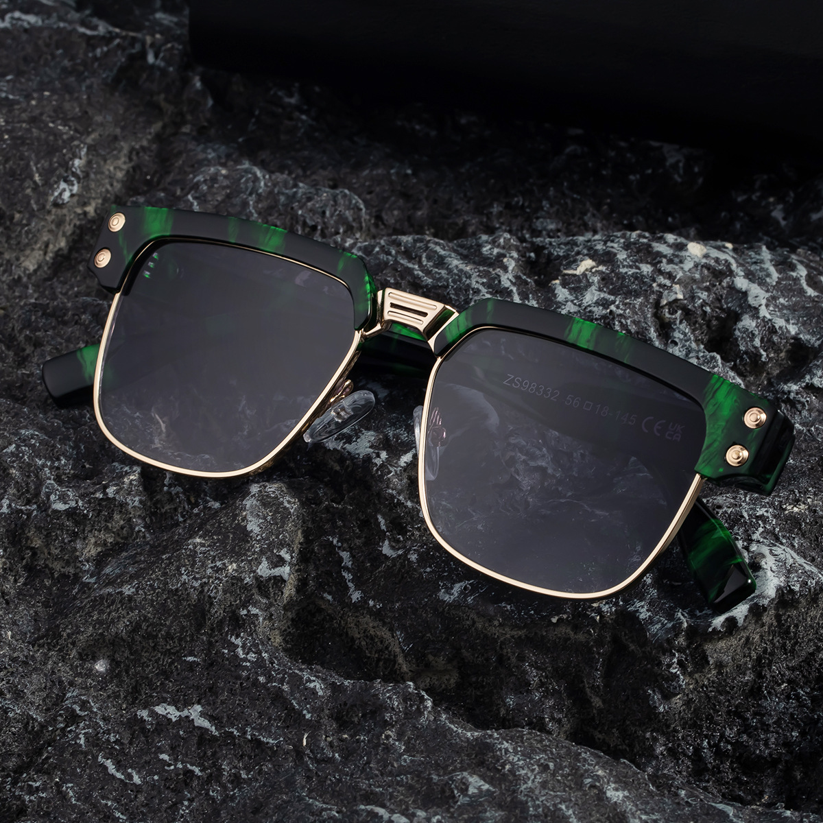 Half frame sunglasses 2025 new European and American square frame men retro personality high-end feeling driving sun protection sunglasses men cross-border Half frame sunglasses 2025 new European and American square frame men retro personality high-end feeling driving sun protection sunglasses men cross-border