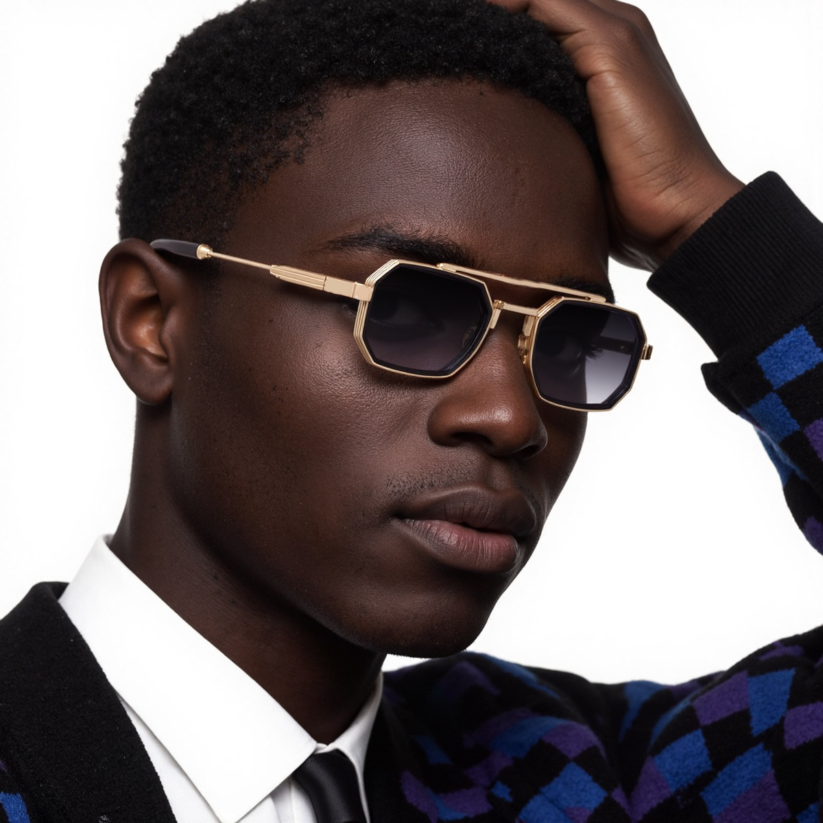 2025 New Small Frame Glasses Men's Double Beam Retro Sunglasses Men's Premium Full Frame Sunscreen Sunglasses Shapes