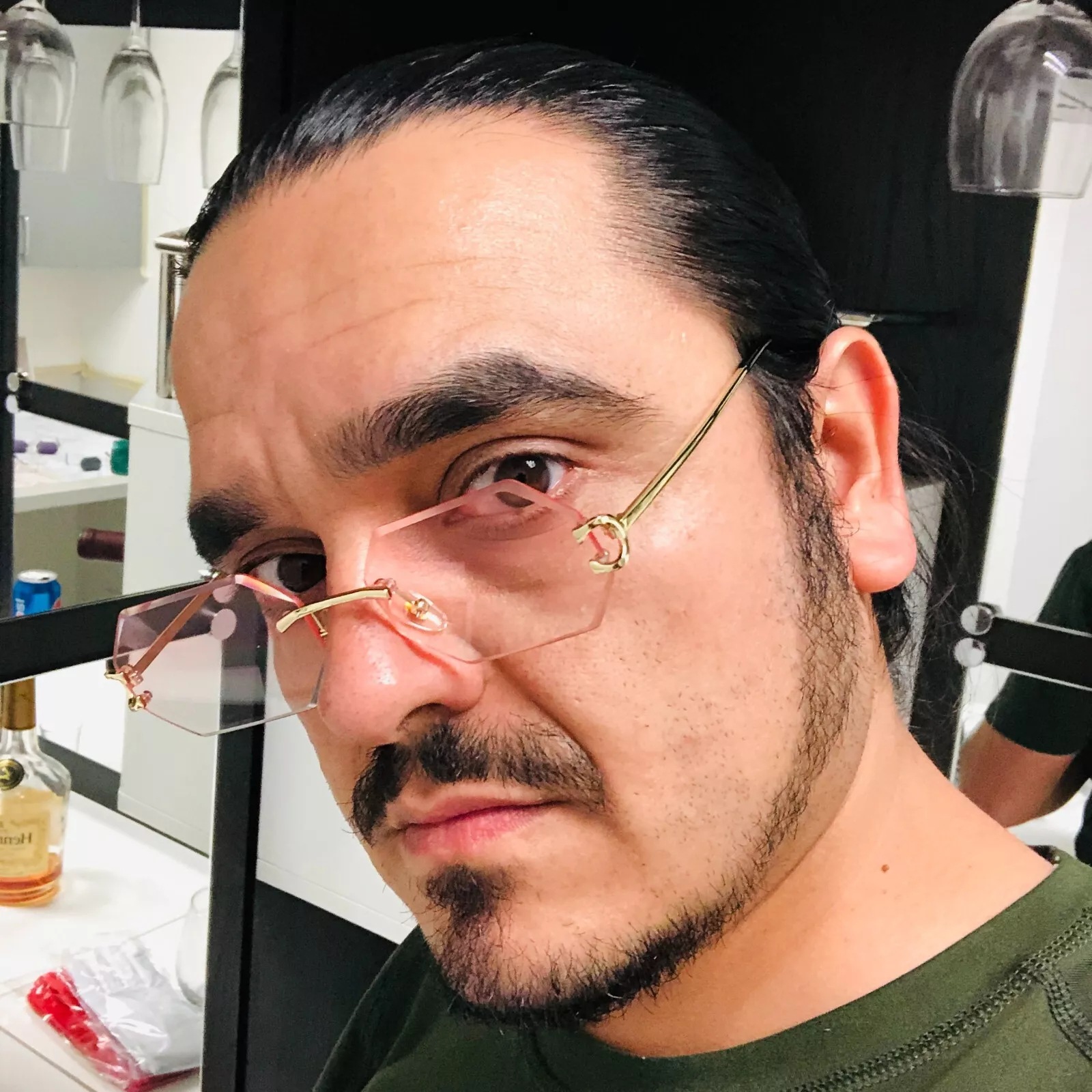 European and American retro frameless sunglasses, men's diamond trimmed sunglasses, men's driving exclusive cross-border wholesale sunglasses