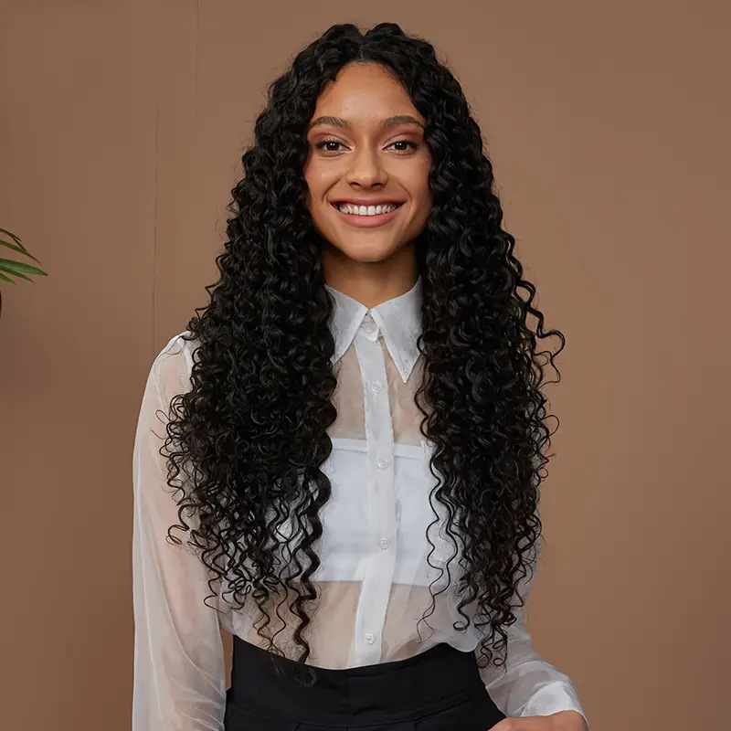 Cross border lace 13 * 6 wig, medium length curly hair, high-temperature silk, women's synthetic fiber, African small roll, natural black manufacturer Cross border lace 13 * 6 wig, medium length curly hair, high-temperature silk, women's synthetic fiber, African small roll, natural black manufacturer