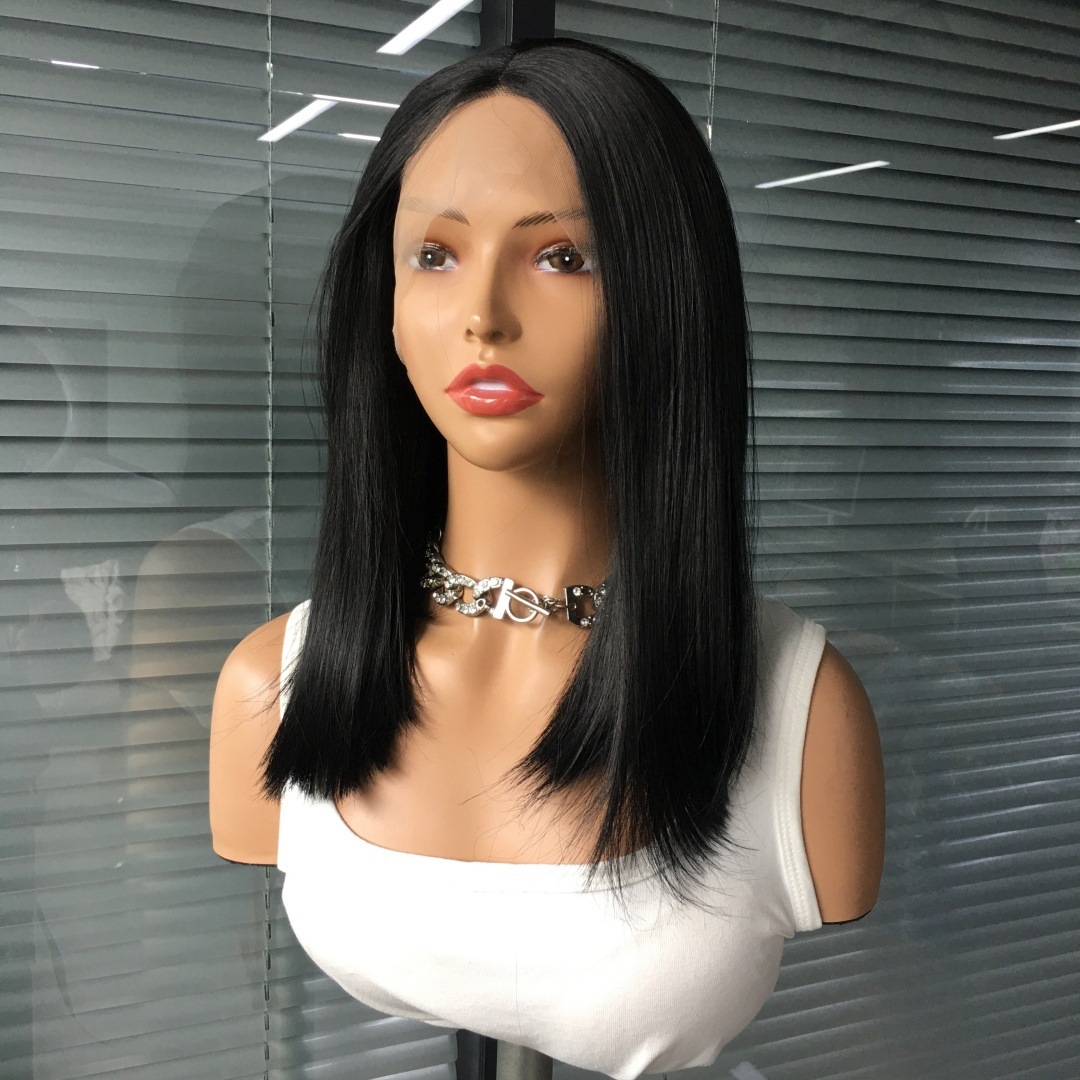 13x4 front lace synthetic wig, split bob headband, 14 inch factory direct sales, foreign trade hot selling, one piece hair replacement 13x4 front lace synthetic wig, split bob headband, 14 inch factory direct sales, foreign trade hot selling, one piece hair replacement