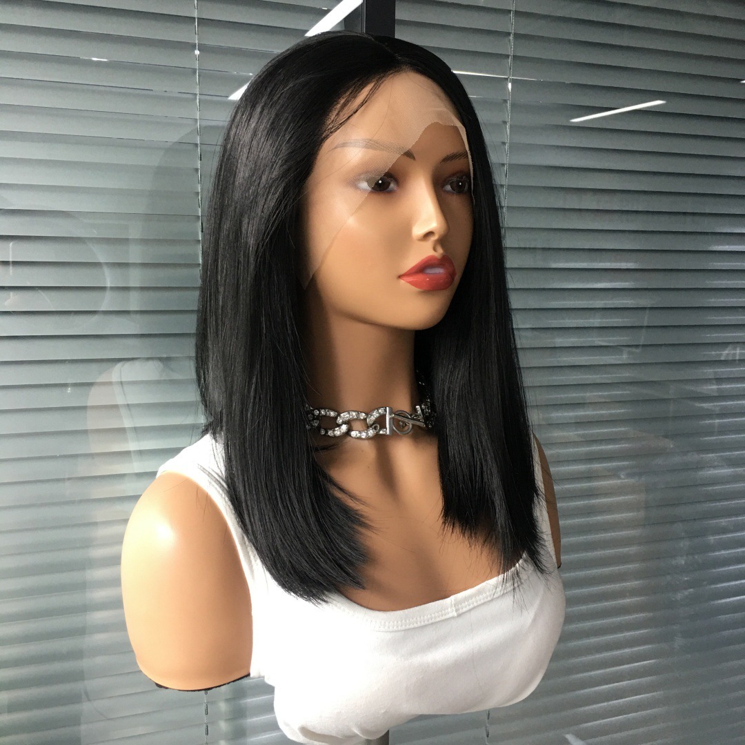 13x4 front lace synthetic wig, split bob headband, 14 inch factory direct sales, foreign trade hot selling, one piece hair replacement 13x4 front lace synthetic wig, split bob headband, 14 inch factory direct sales, foreign trade hot selling, one piece hair replacement