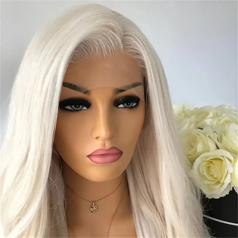 Fiber front lace off white wig headband, high-temperature silk platinum gold, hot selling foreign trade long curly hair, one piece hair replacement Fiber front lace off white wig headband, high-temperature silk platinum gold, hot selling foreign trade long curly hair, one piece hair replacement