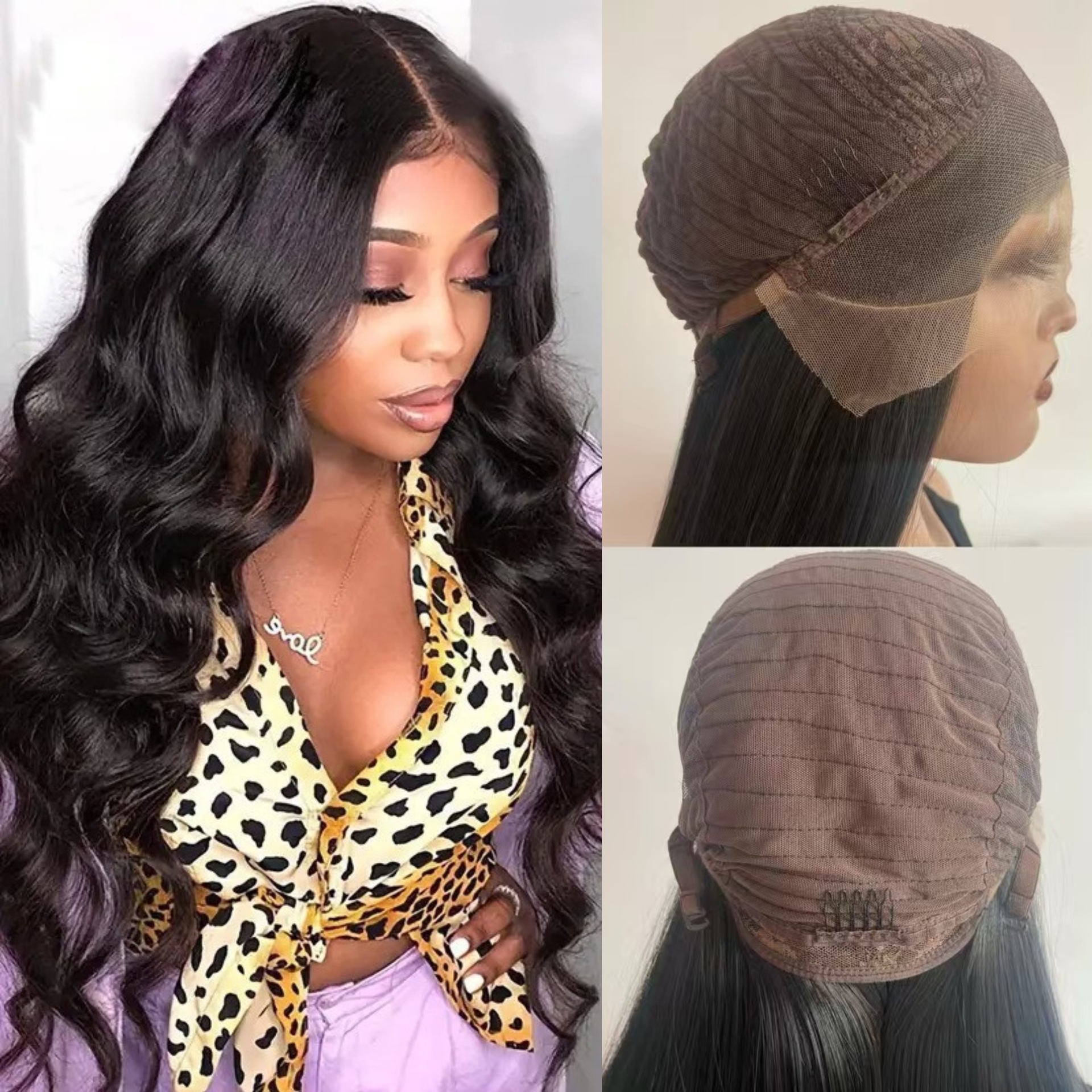 Cross border 13 * 4 lace wig with split long curly hair, hot selling fashion women's high-temperature silk synthetic full head cover in Africa