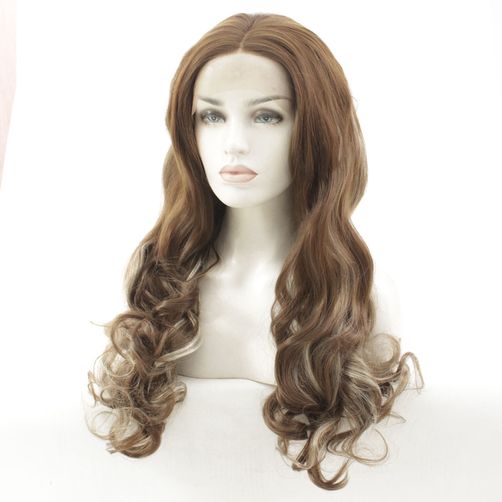 Wholesale fashion wigs from manufacturers, women's point color long curly hair, hot selling, European and American synthetic front lace wigs, one piece hair replacement Wholesale fashion wigs from manufacturers, women's point color long curly hair, hot selling, European and American synthetic front lace wigs, one piece hair replacement