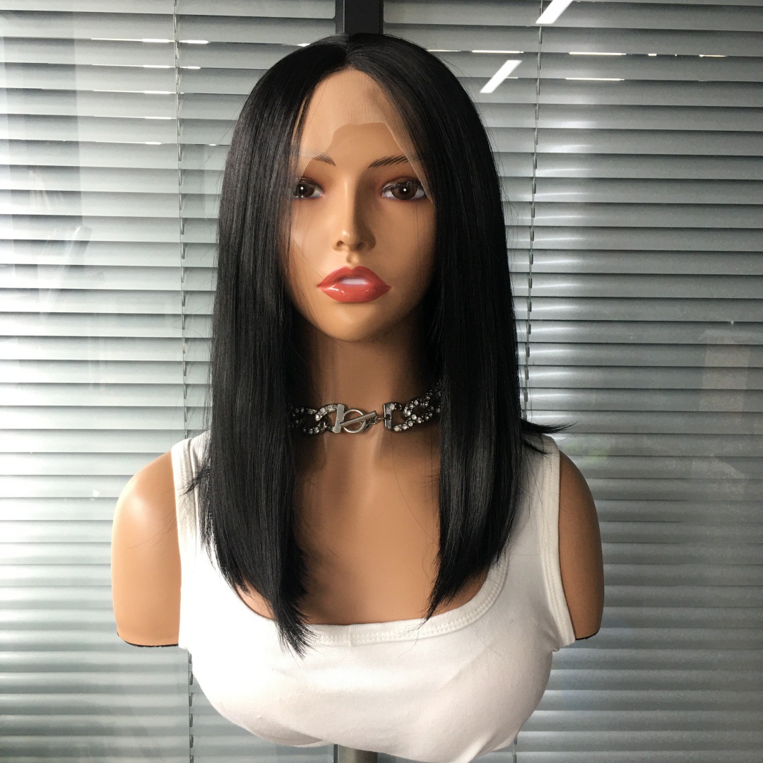 13x4 front lace synthetic wig, split bob headband, 14 inch factory direct sales, foreign trade hot selling, one piece hair replacement