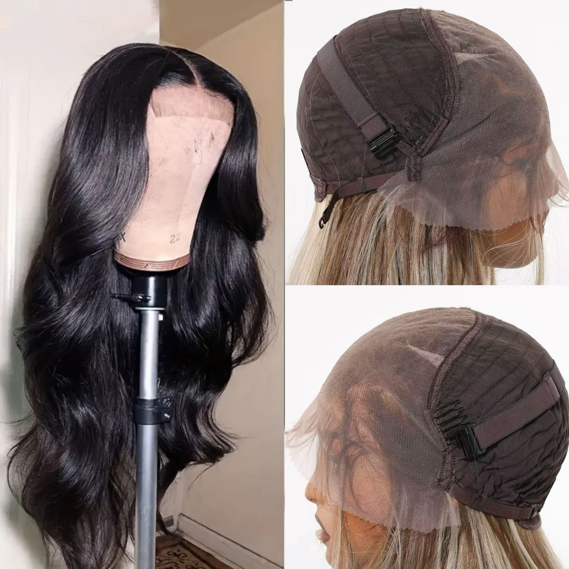 Cross border European and American women's soft 13 * 6 lace wig, split long curly hair, fluffy big wave synthetic wig headband