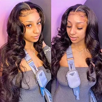 European and American women's wig front lace African synthetic long curly hair with big waves wig fake head cover black matte silk