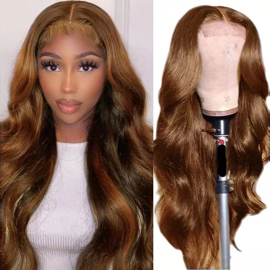 Front lace wig exudes elegance, new product hot selling, long curly hair, light gold, big waves, African women's lace wig
