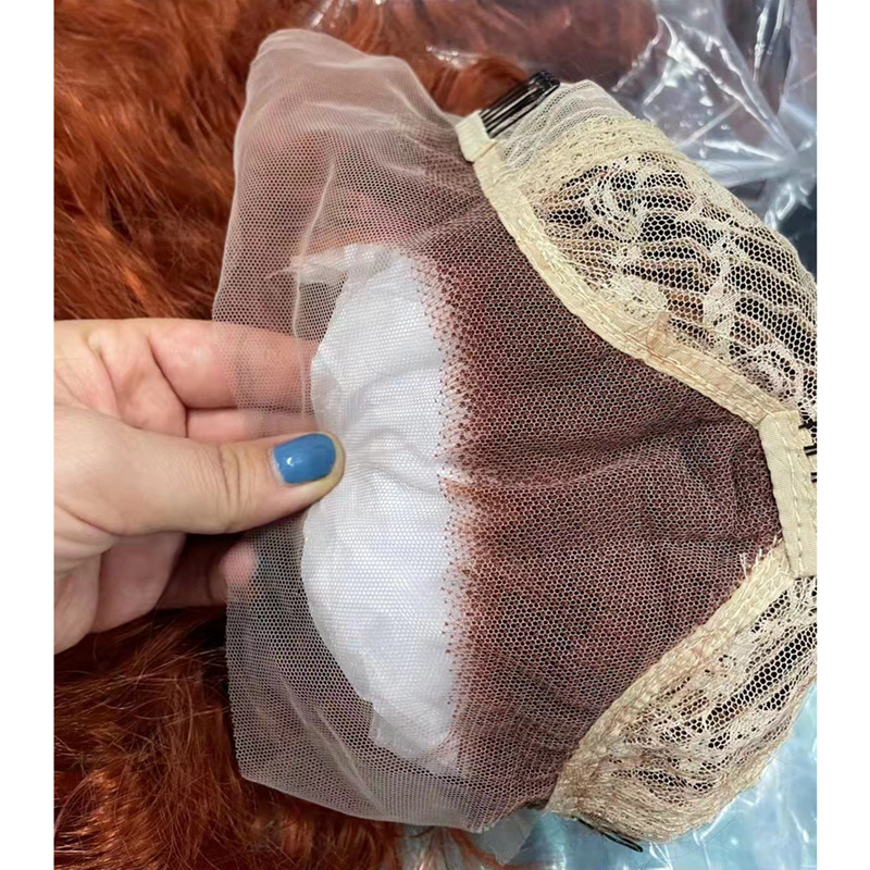 Cross border hot selling product for foreign trade, corn perm, long curly hair, synthetic fiber front lace, copper red wig, one piece hair replacement Cross border hot selling product for foreign trade, corn perm, long curly hair, synthetic fiber front lace, copper red wig, one piece hair replacement
