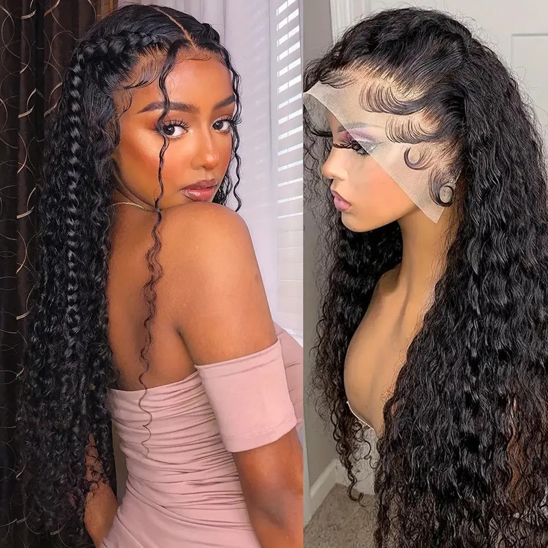 Front lace wig, full head cover, women's African small roll wig, high-temperature silky long curly hair wig, wholesale in stock