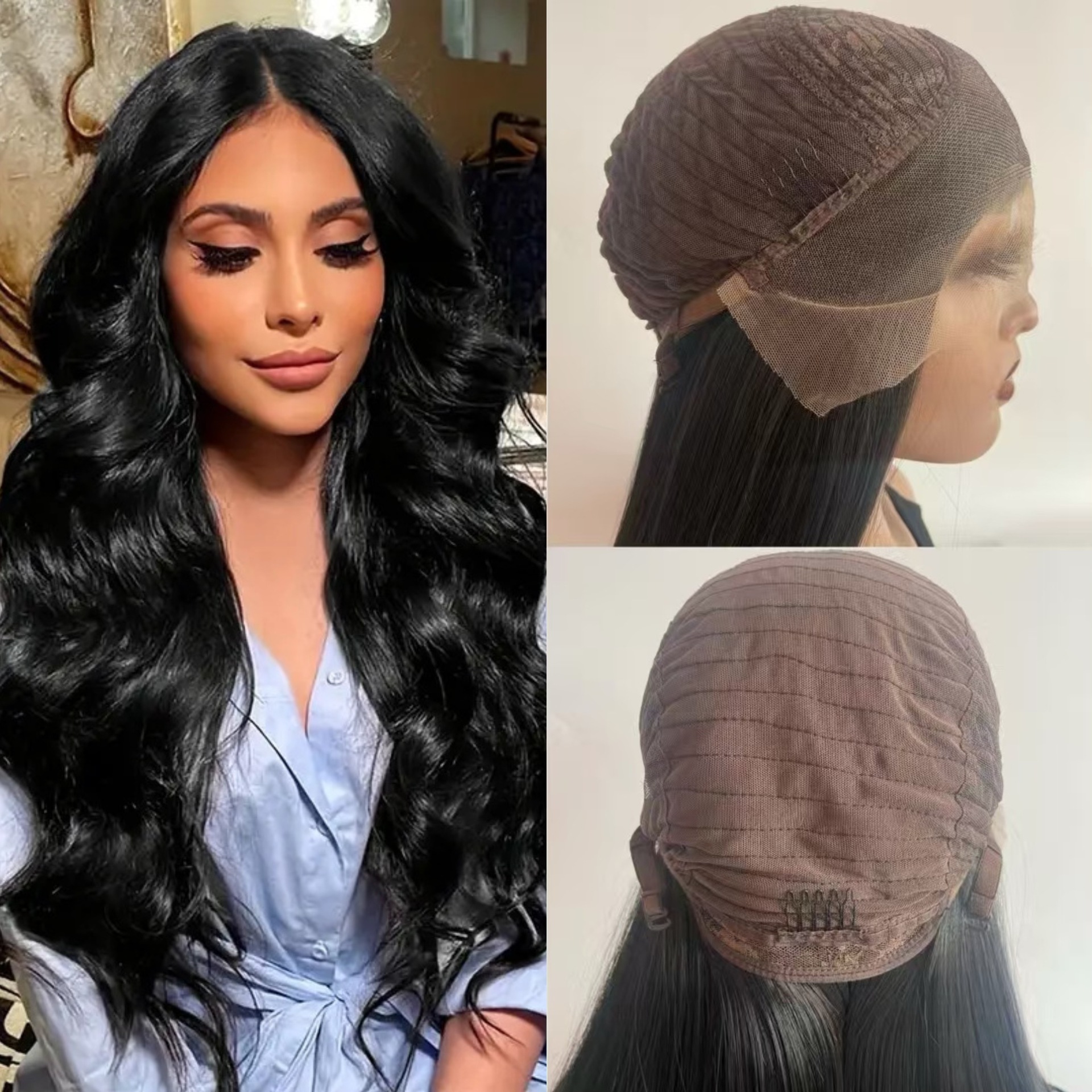 13 * 4 Cross border Amazon Europe and America Foreign Trade Wigs for Women, Long Curly Hair, Internet Famous, Popular, Realistic Front Lace Big Wave