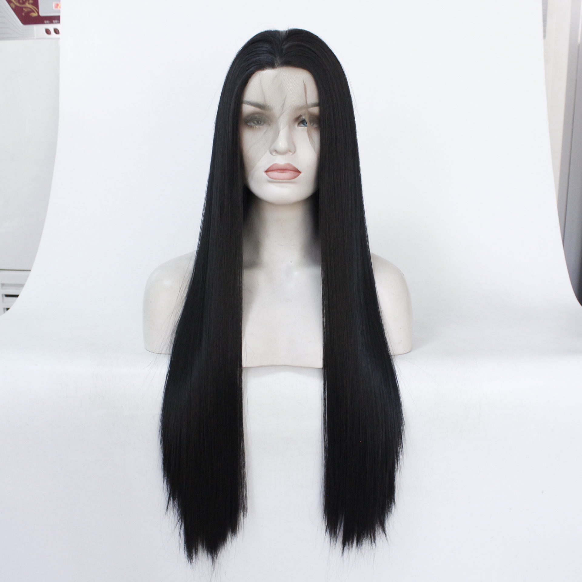 13 * 3 Amazon Europe and America Foreign Trade Hand woven Chemical Fiber Front Lace Wig Black Long Straight Hair Cover Manufacturer Wholesale