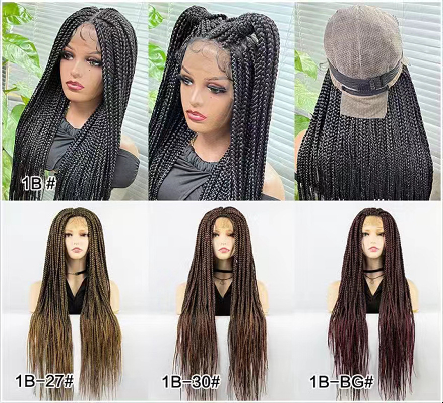 Cross border full lace braided synthetic wig head cover for women, baby hair wigs, one-piece hair replacement for foreign trade Cross border full lace braided synthetic wig head cover for women, baby hair wigs, one-piece hair replacement for foreign trade