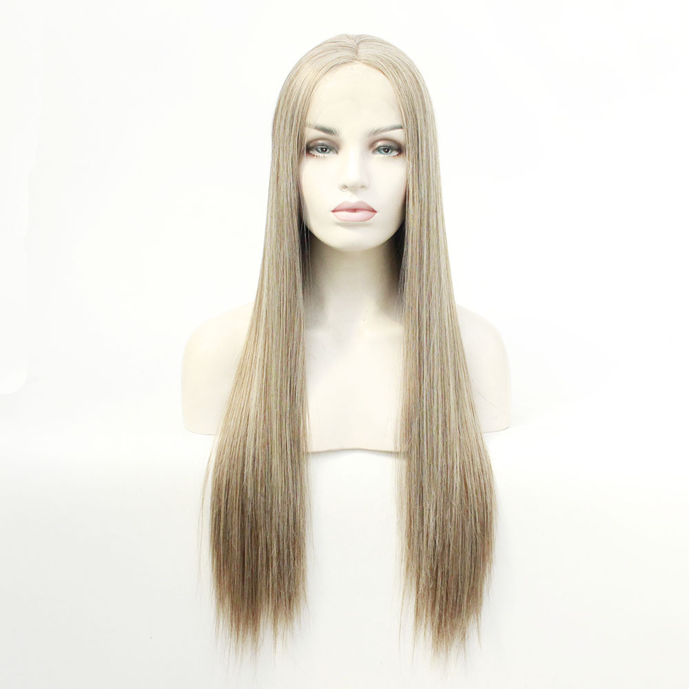 Manufacturer supplies silk track linen high-temperature silk wig, synthetic front lace headband, one piece hair replacement