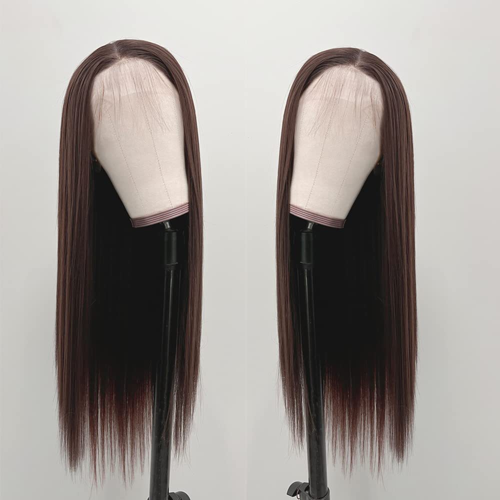 No.6 brown wig, long straight hair, women's fashion, cross-border, mid split, can be perm dyed, headband, wig manufacturer, one piece hair replacement No.6 brown wig, long straight hair, women's fashion, cross-border, mid split, can be perm dyed, headband, wig manufacturer, one piece hair replacement