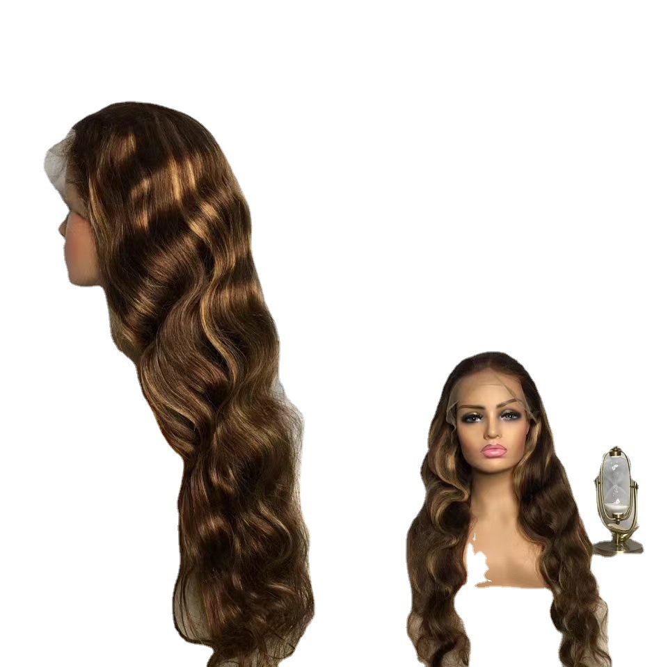 Hot selling T-shaped lace wig set independent station new product European and American women's piano color long curly hair big wave wholesale Hot selling T-shaped lace wig set independent station new product European and American women's piano color long curly hair big wave wholesale