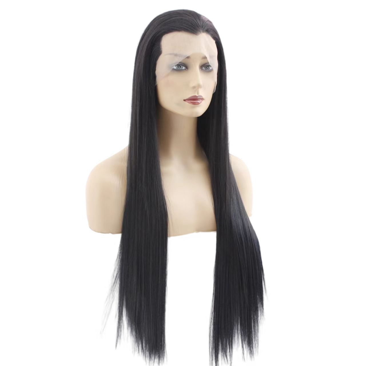 Beauty pointed ancient style Hanfu cosplay performance photo ancient costume men's wig set hand woven synthetic front lace long straight hair Beauty pointed ancient style Hanfu cosplay performance photo ancient costume men's wig set hand woven synthetic front lace long straight hair