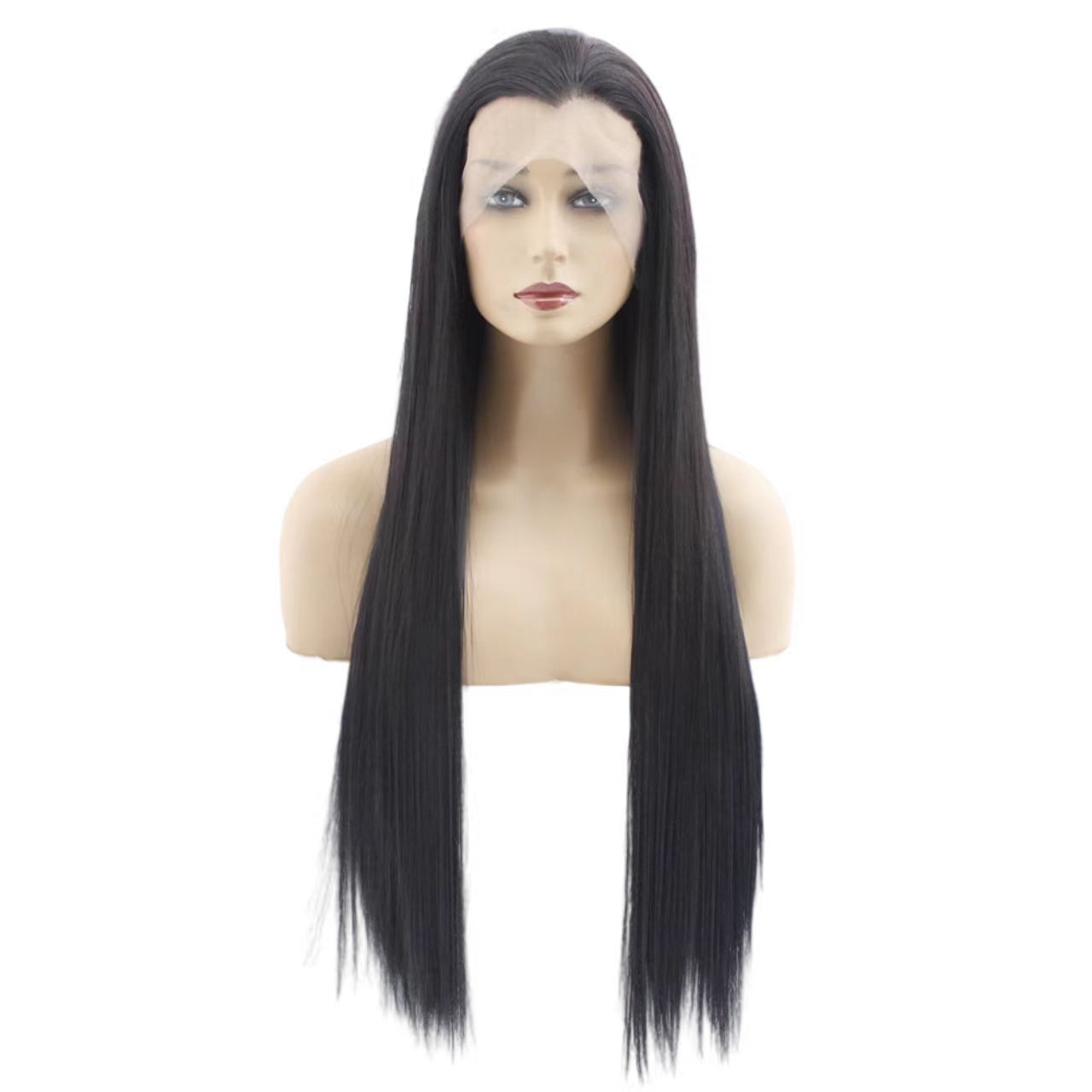 Beauty pointed ancient style Hanfu cosplay performance photo ancient costume men's wig set hand woven synthetic front lace long straight hair Beauty pointed ancient style Hanfu cosplay performance photo ancient costume men's wig set hand woven synthetic front lace long straight hair