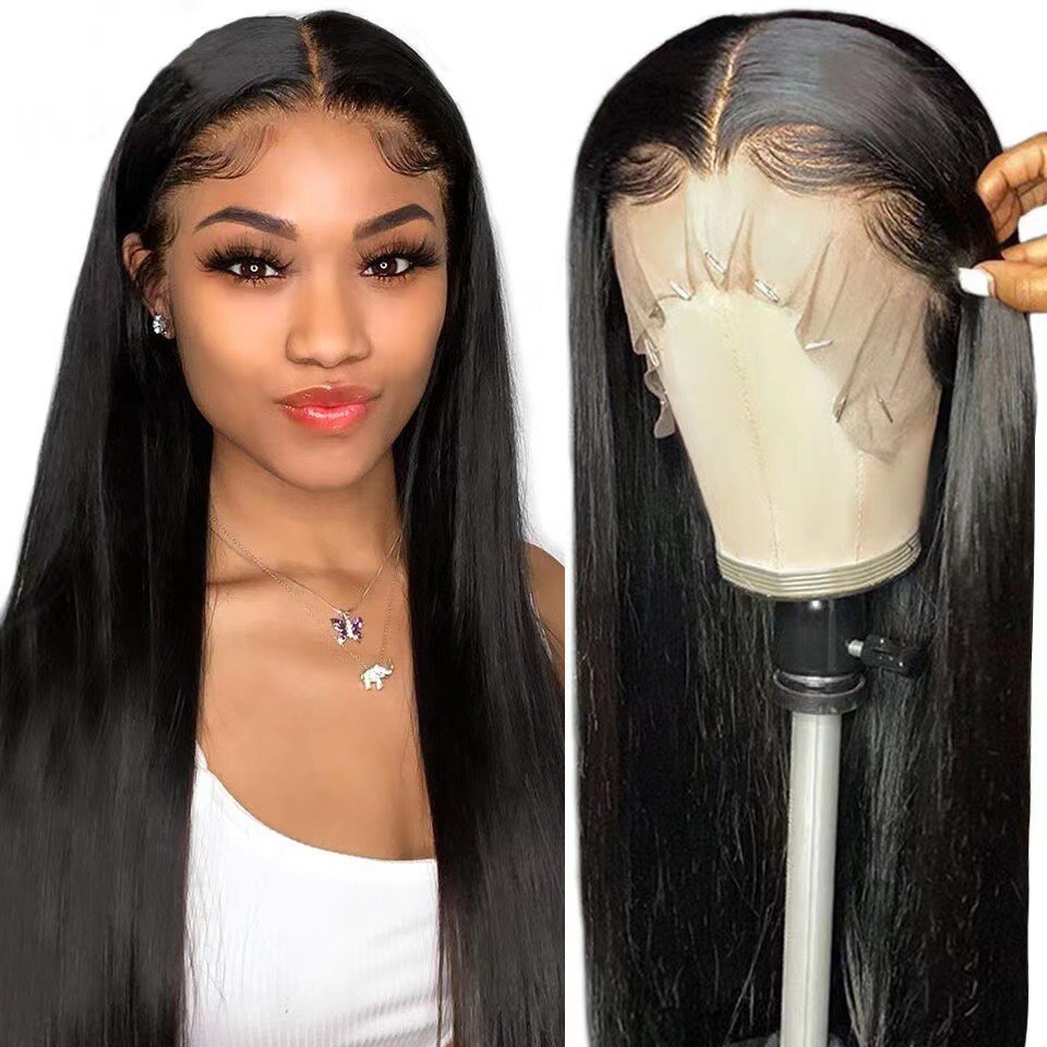 Cross border lace wig for women in Europe and America, long straight lace wig set, high-temperature silk synthetic long hair, spot wholesale