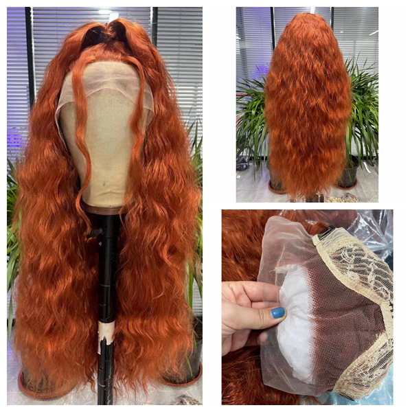 Cross border hot selling product for foreign trade, corn perm, long curly hair, synthetic fiber front lace, copper red wig, one piece hair replacement Cross border hot selling product for foreign trade, corn perm, long curly hair, synthetic fiber front lace, copper red wig, one piece hair replacement