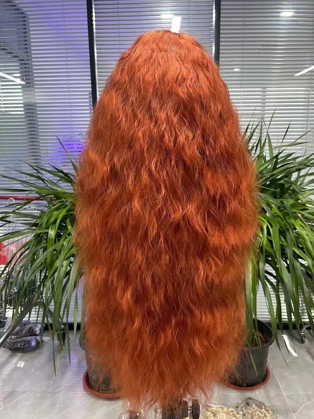 Cross border hot selling product for foreign trade, corn perm, long curly hair, synthetic fiber front lace, copper red wig, one piece hair replacement Cross border hot selling product for foreign trade, corn perm, long curly hair, synthetic fiber front lace, copper red wig, one piece hair replacement
