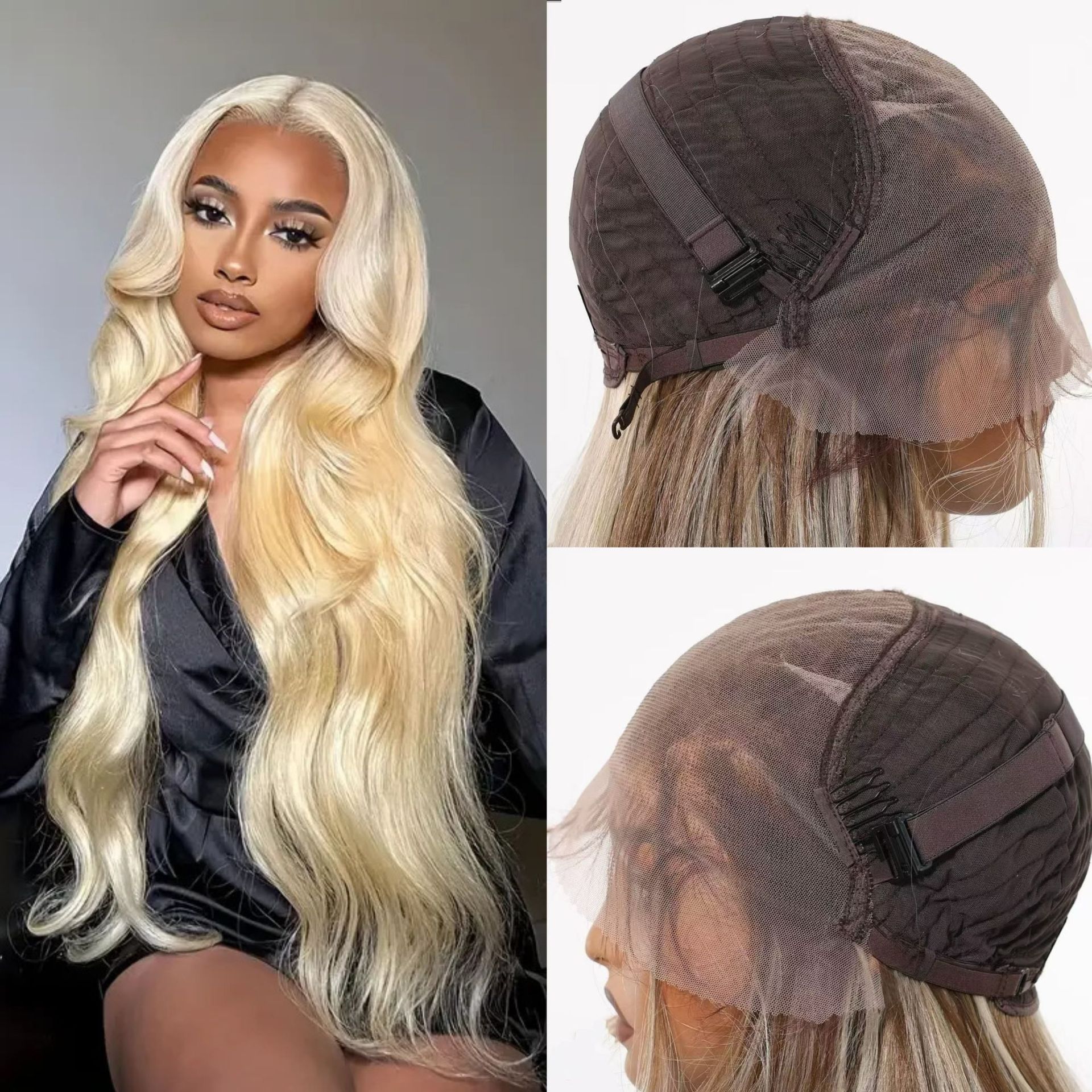 2025 Cross border New Product Fashion Front Lace 13 * 6 Wig Women's Big Wave Curly Hair Natural Fluffy Full Head Cover Manufacturer