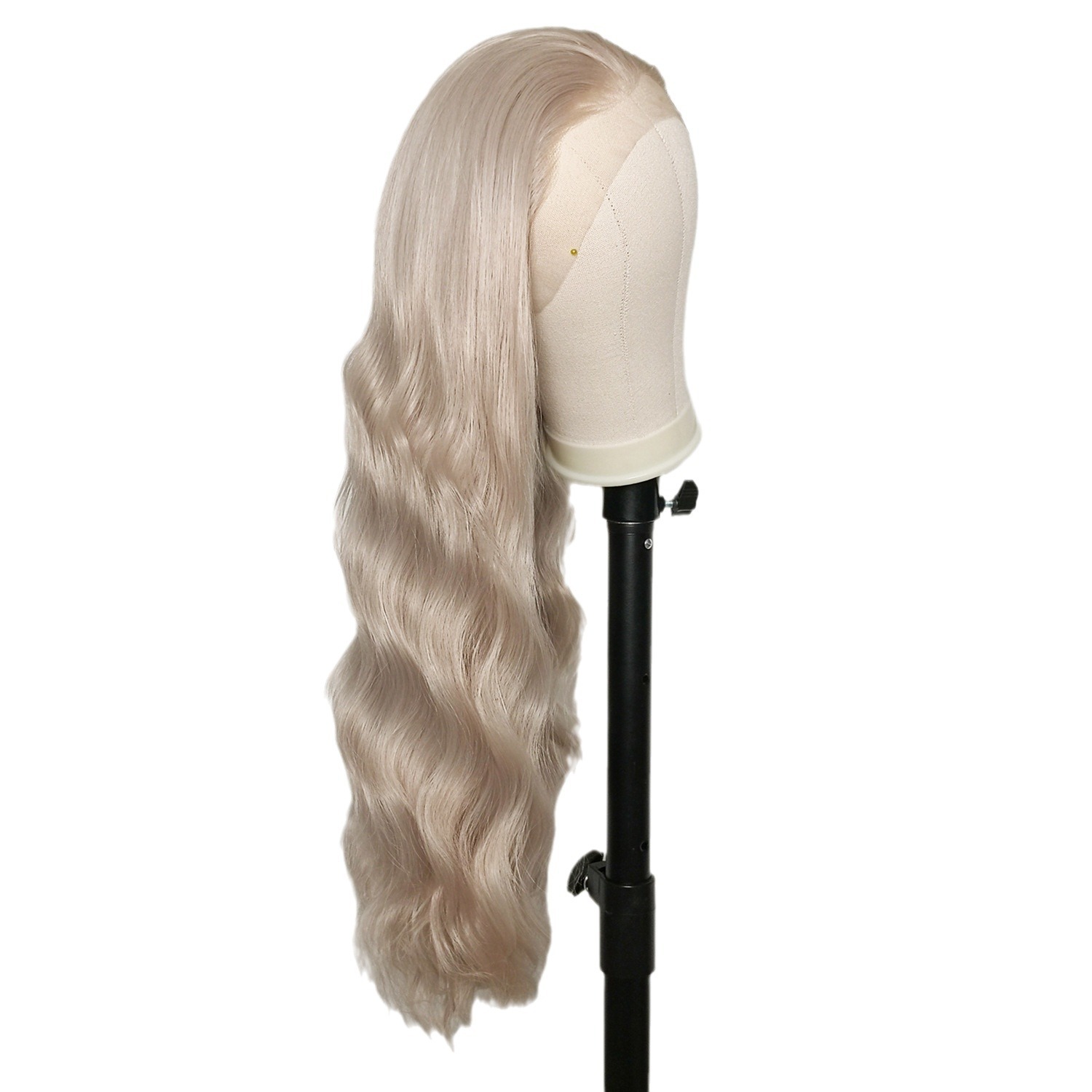 Synthetic lace natural wave wig, European and American foreign trade gray long curly hair, high-temperature silk headband wig, one-piece hair replacement Synthetic lace natural wave wig, European and American foreign trade gray long curly hair, high-temperature silk headband wig, one-piece hair replacement
