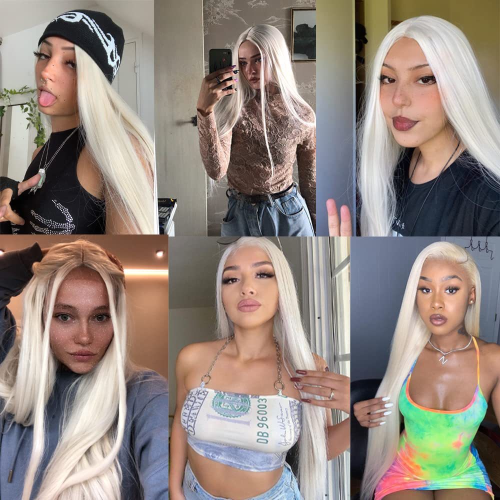 Cross border wig from Europe and America, lace fashion, mid length straight hair for women, high-temperature silk synthetic head cover manufacturer wholesale Cross border wig from Europe and America, lace fashion, mid length straight hair for women, high-temperature silk synthetic head cover manufacturer wholesale