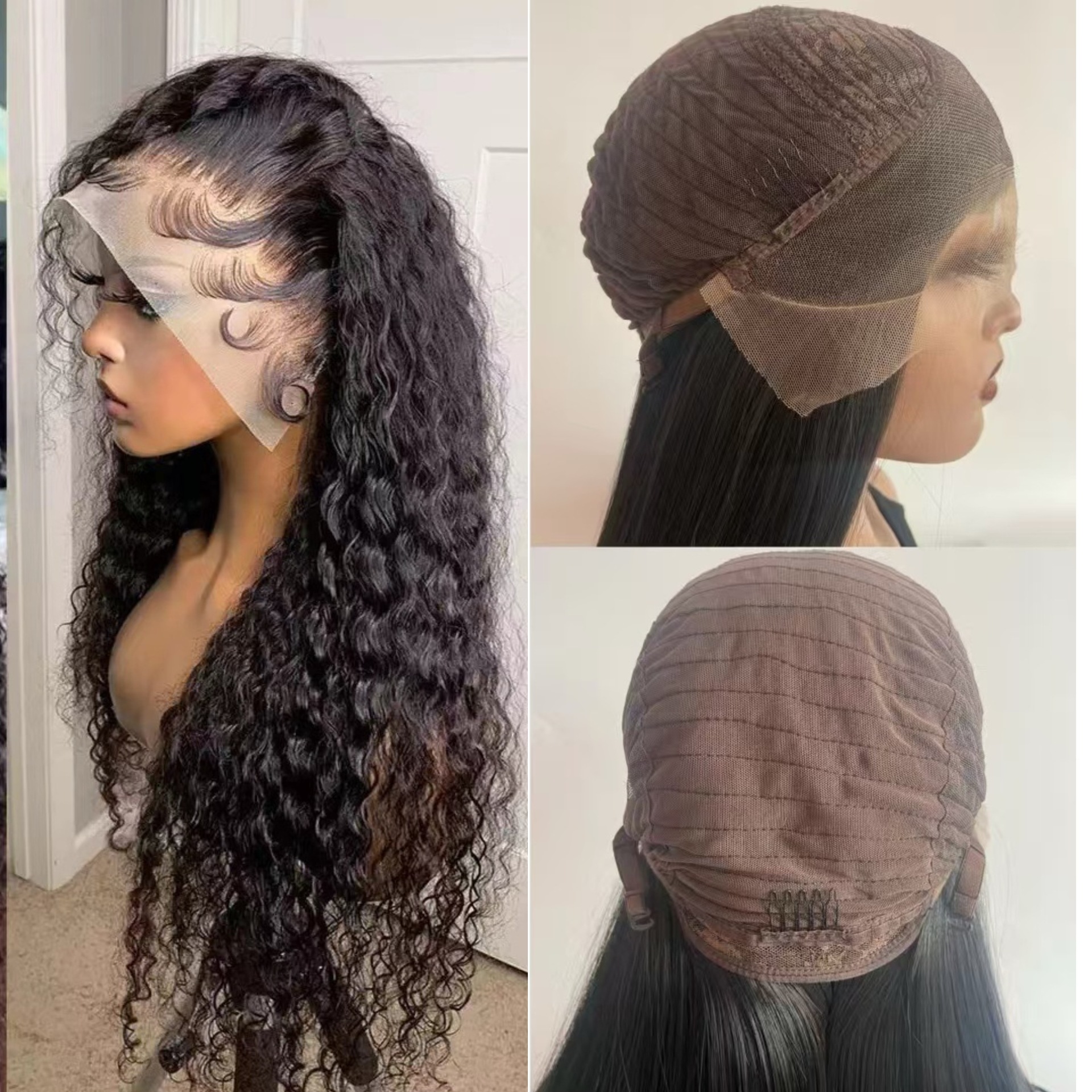 13 * 4 Wig Female Front Lace Medium Split Long Curled Hair African Women Small Curled Fluffy Synthetic High Temperature Silk Wig Headset