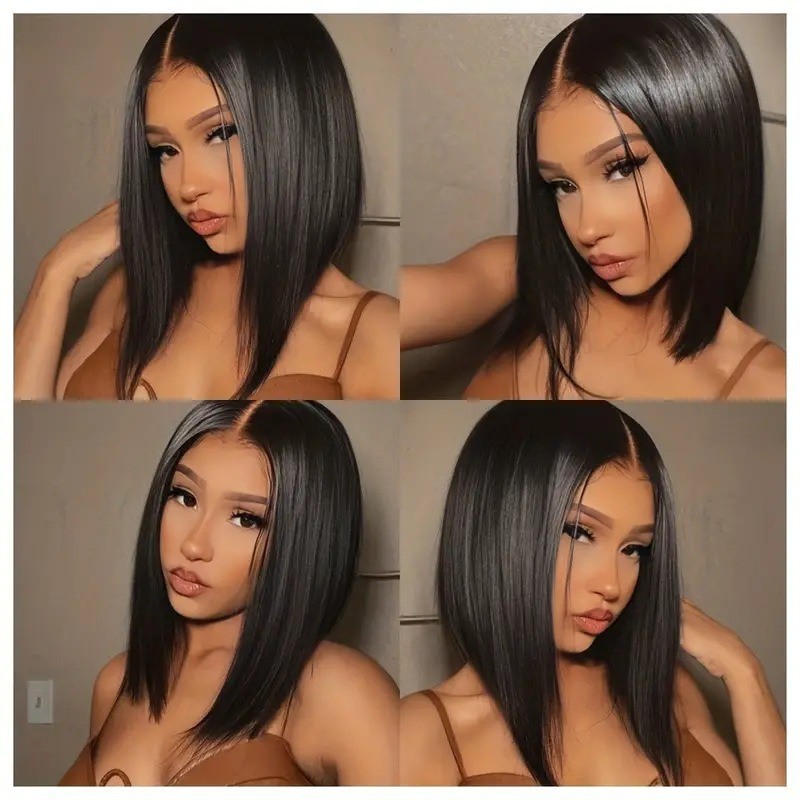 Cross border e-commerce, foreign trade, European and American wig, women's fashion, mid-range bangs, women's front lace wig, European and American short straight hair