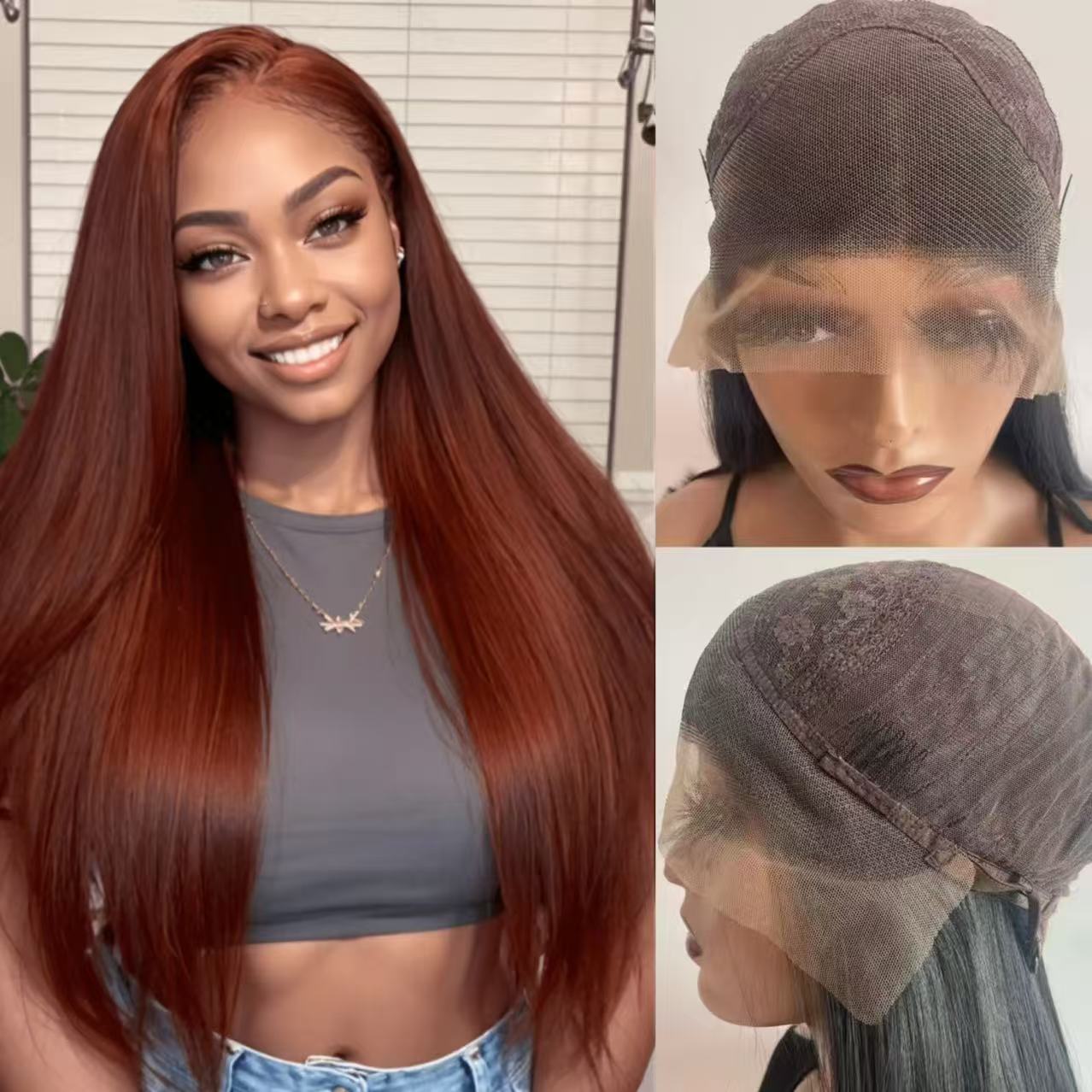 Cross border hot selling European and American fashionable long straight wig 13 * 4 front lace hair, split straight full head cover factory direct sales