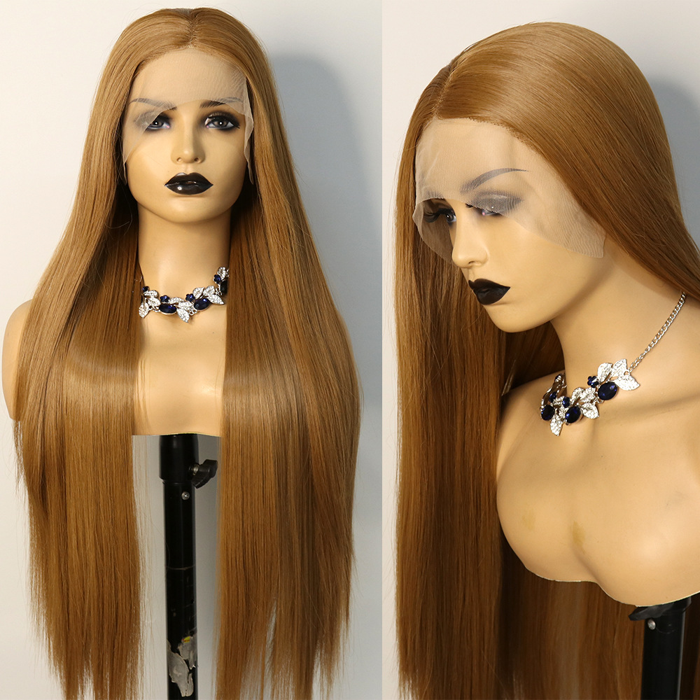 26 inch lace synthetic wig head cover, cross-border hot selling, mid length straight hair # 27 factory direct supply