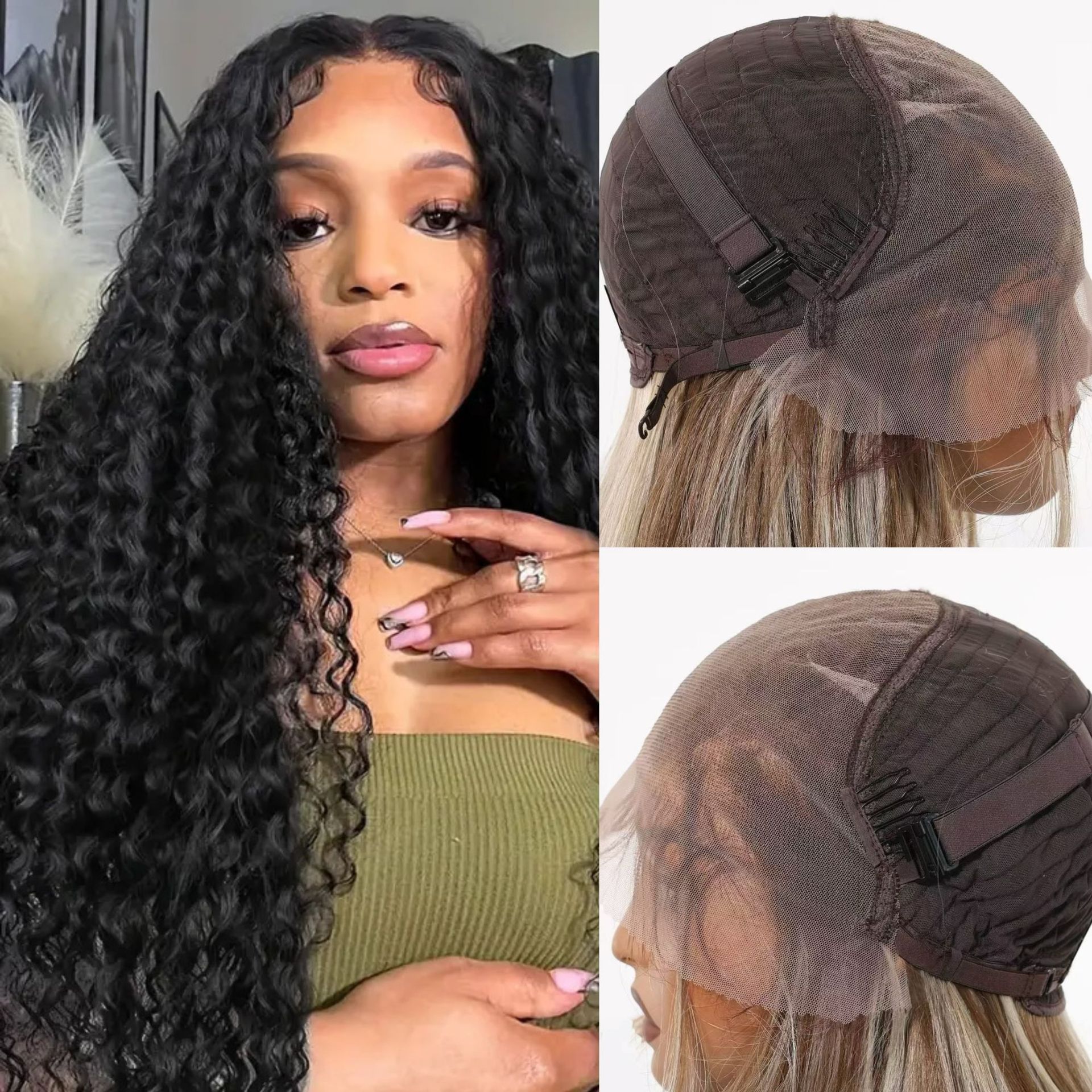 13 * 6 Lace Wig Cross border Hot Selling in Foreign Trade, European and American Women's Fluffy Long Curled Hair, Chemical Fiber Headset, African Small Roll
