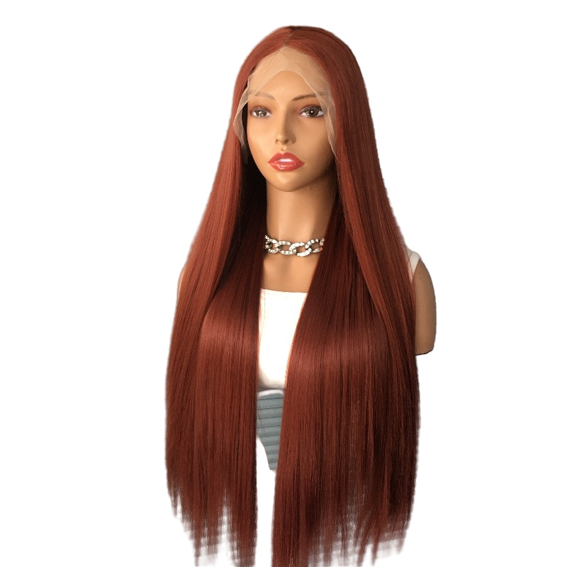 Amazon hot selling mid split long straight hair # 350 synthetic front lace wig headband, one piece hair replacement for cosplay Amazon hot selling mid split long straight hair # 350 synthetic front lace wig headband, one piece hair replacement for cosplay