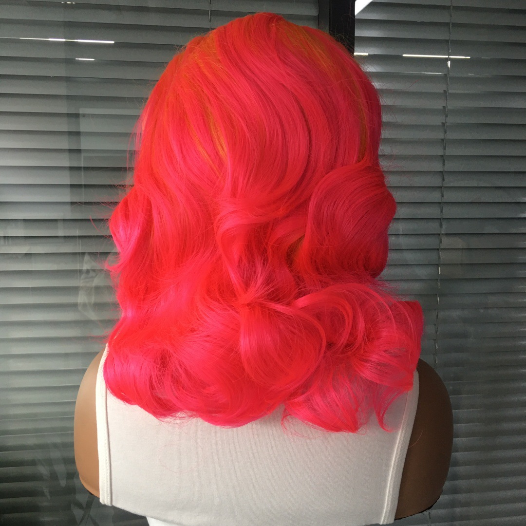 Cross border New Product Star Same Style Synthetic 13x4 Front Lace Orange Gradient Short Curly Hair Wig Headset Cross border New Product Star Same Style Synthetic 13x4 Front Lace Orange Gradient Short Curly Hair Wig Headset