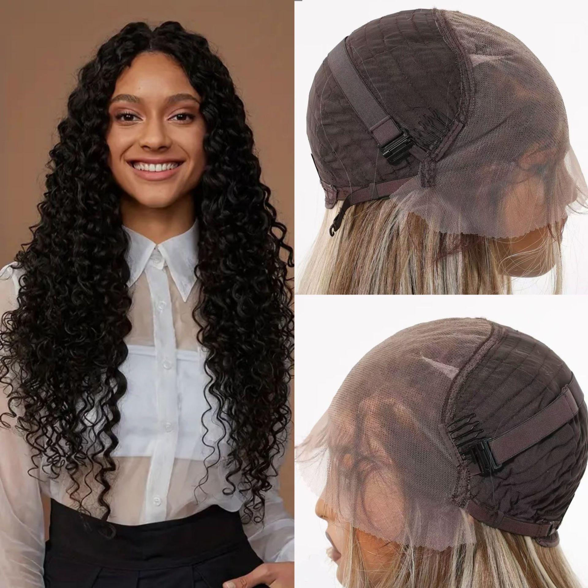 Cross border lace 13 * 6 wig, medium length curly hair, high-temperature silk, women's synthetic fiber, African small roll, natural black manufacturer
