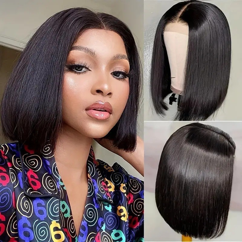 Cross border e-commerce, foreign trade, European and American wig, women's fashion, mid-range bangs, women's front lace wig, European and American short straight hair Cross border e-commerce, foreign trade, European and American wig, women's fashion, mid-range bangs, women's front lace wig, European and American short straight hair