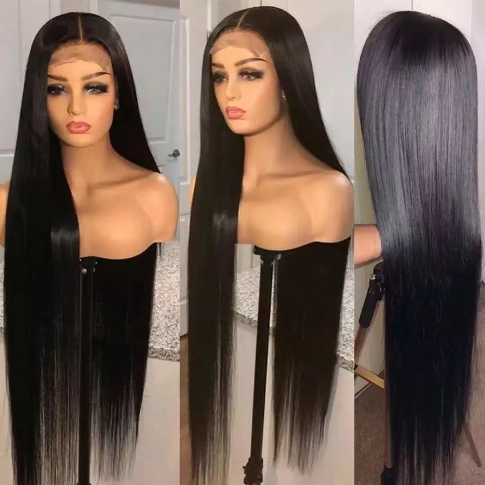 Hot selling AliExpress Women's Front Lace Wig Headset, Long Straight Hair, Synthetic Wig Headset, Lace in Stock
