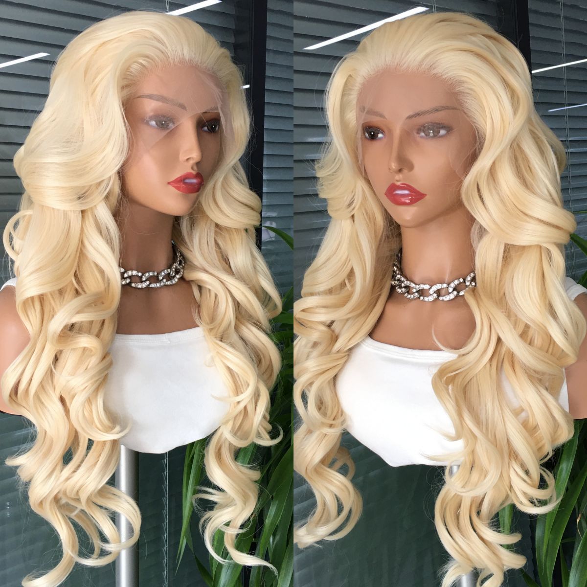 13x4 synthetic lace wig # 613 mid split large wave cross-border European and American wig head cover manufacturer wholesale